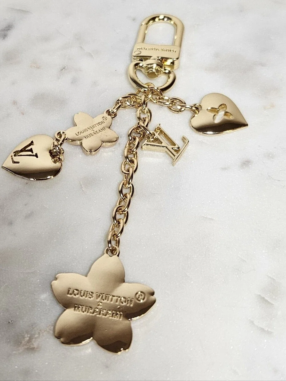 Pink Cherry Blossom Flower & Heart Key Charm 🌸